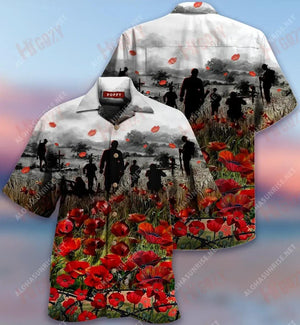 Amazing Remembrance Poppy Short Sleeve Shirt Ocean Tropical Shirts Custom Hawaiian Shirts Hawaiian Shirts For Women, Hawaiian Shirt Gift, Christmas Gift