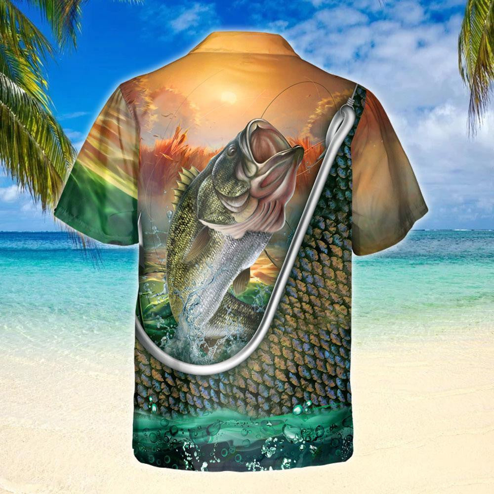Great Sky Cool Bass Fishing Design Hawaiian Shirt,Hawaiian Shirt Gift, Christmas Gift