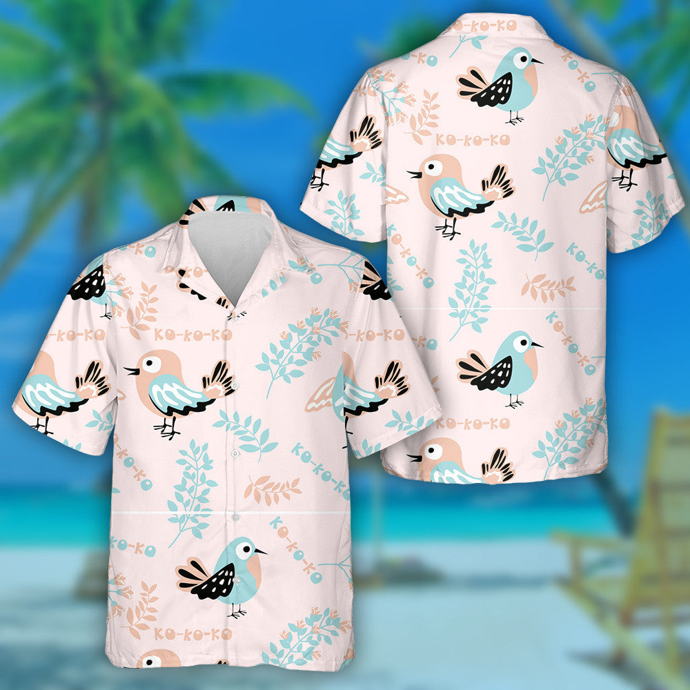 Cute Birds With Sprigs Of Flowers And Herbs Hawaiian Shirt, Christmas Gift