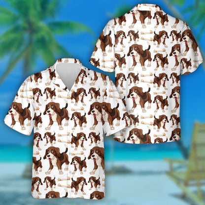 I Love Cute Brown Beagle Dogs Hawaiian Shirt, Hawaiian Shirt Gift, Christmas Gift
