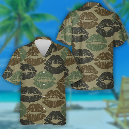 Camouflage Pattern Female Lips In Different Colors Hawaiian Shirt, Hawaiian Shirt Gift, Christmas Gift