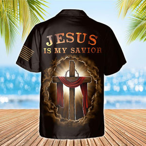 Wooden Cross Design Hawaiian Shirt Jesus Is My Savior, Hawaiian Shirt Gift, Christmas Gift