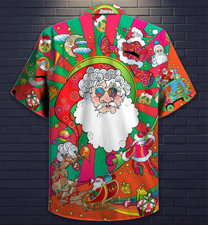 Hippie Santa Claus Merry Christmas Vintage Style Design Hawaiian Shirt, Hawaiian Shirt, Christmas Gift