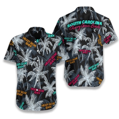 Cherry Grove Beach Coconut Tree Seamless Pattern Hawaiian Shirt, Hawaiian Shirt Gift, Christmas Gift