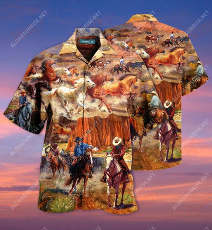Vintage Cowboy , Cowboy Up Unisex Hawaiian Shirt Hobbies Short Sleeve Tactical Hawaiian Shirt Hawaiian Shirts For Men, Hawaiian Shirt Gift, Christmas Gift