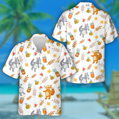 The Fox And The Wolf Leaves Plants And Bees Hawaiian Shirt, Hawaiian Shirt Gift, Christmas Gift