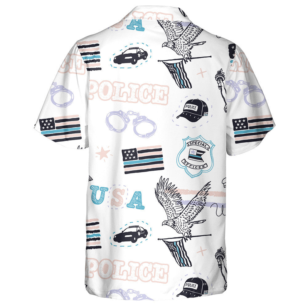 Bratach Póilíní Retro USA Iolar Patrún na Saoirse Léine Haváís, Bronntanas Léine Haváíais, Bronntanas Nollag