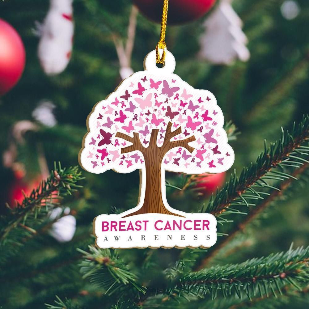 Breast Cancer Awareness Ornament, Christmas Ornament Gift, Christmas Gift, Christmas Decoration