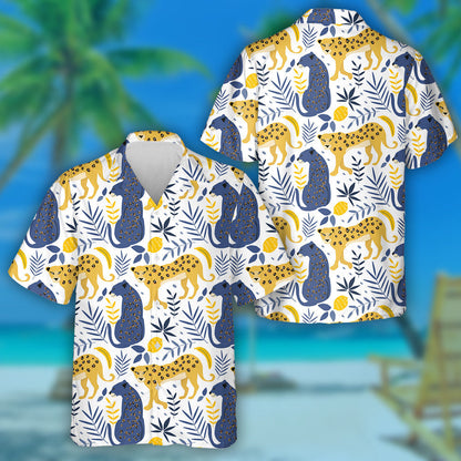 Liopard Fiáin na hAfraice le Líomóid Agus Duilleoga Pailme Léine Haváí, Bronntanas Léine Haváís, Bronntanas Nollag