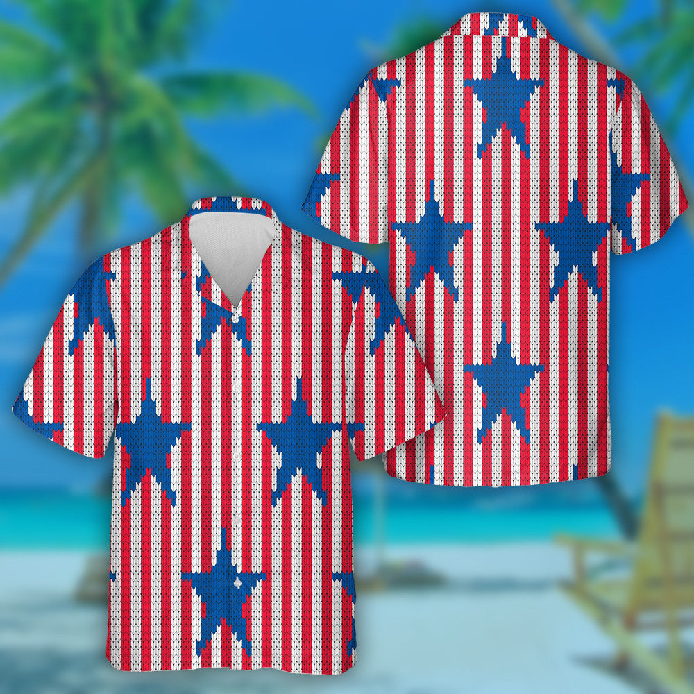 Stíl Chniotáilte Stráicí SAM 4ú Iúil Patrún Léine Haváís, Bronntanas Léine Haváís, Bronntanas Nollag