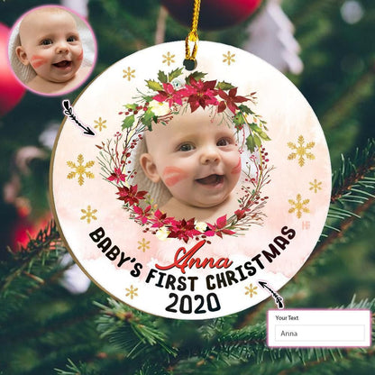 Baby's First Christmas Personalized Circle Custom Ornament, Christmas Ornament Gift, Christmas Gift, Christmas Decoration