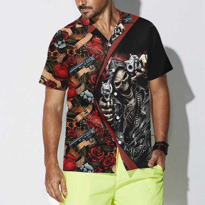 Weapon And Cool Gun Skull Design Hawaiian Shirt, Hwaiian For Gift