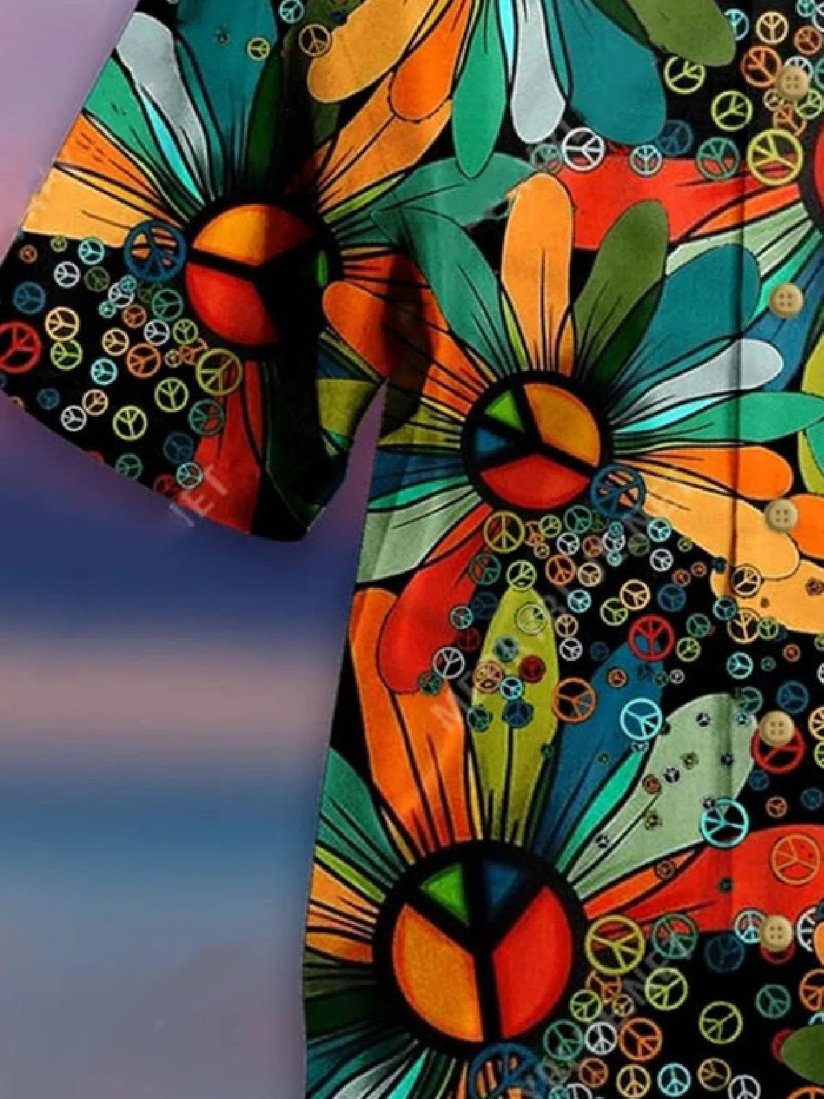 Sunflower Hippie Artistic Background Design Hawaiian Shirt,Hawaiian Shirt Gift, Christmas Gift