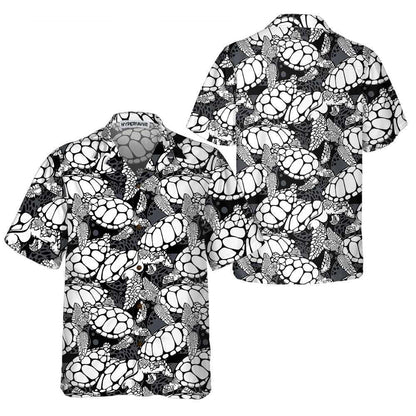 Monogram Sea Turtle Pattern Hawaiian Shirt,Hawaiian Shirt Gift, Christmas Gift