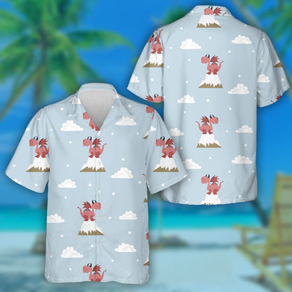 Little Cartoon Dragon On Snow Mountain Hawaiian Shirt, Hawaiian For Gift