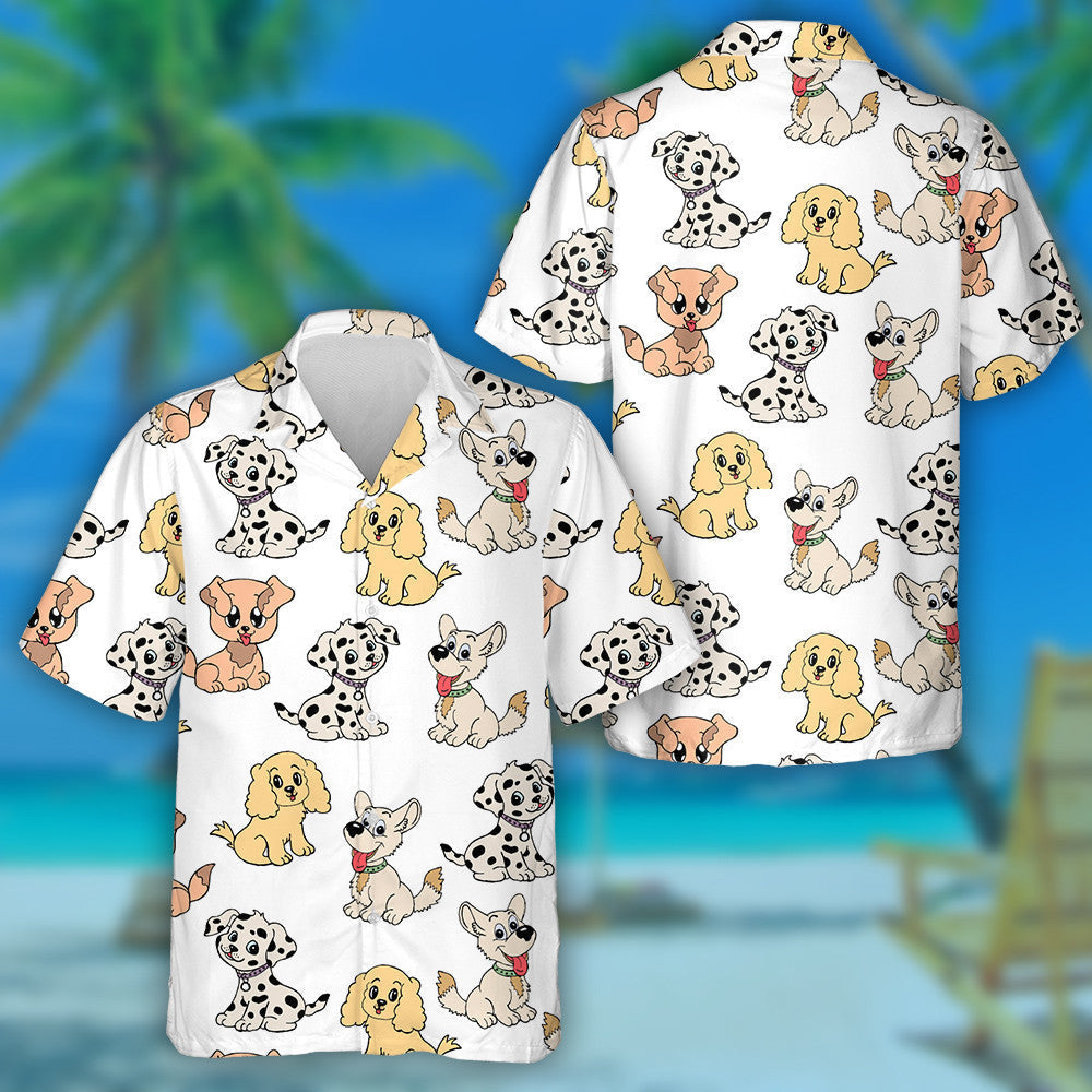 Funny Poodles Play Skateboards On Blue Background Hawaiian Shirt, Hawaiian Shirt Gift, Christmas Gift