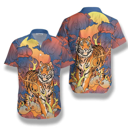 Traditional Art Oriental Powerful Tiger Hawaiian Shirt,Hawaiian Shirt Gift, Christmas Gift