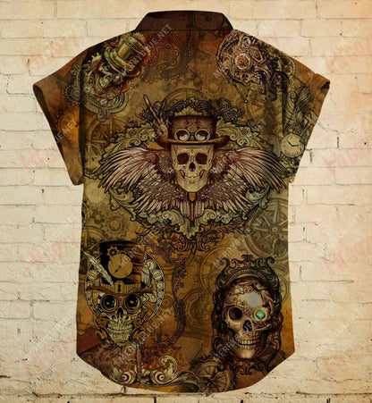 Skull Steampunk Short Léinte Haváís Aigéan T Léinte Haváís Léinte Craicne Haváís Léinte haváíais do Mhná, Bronntanais Léine haváíais, Bronntanas Nollag