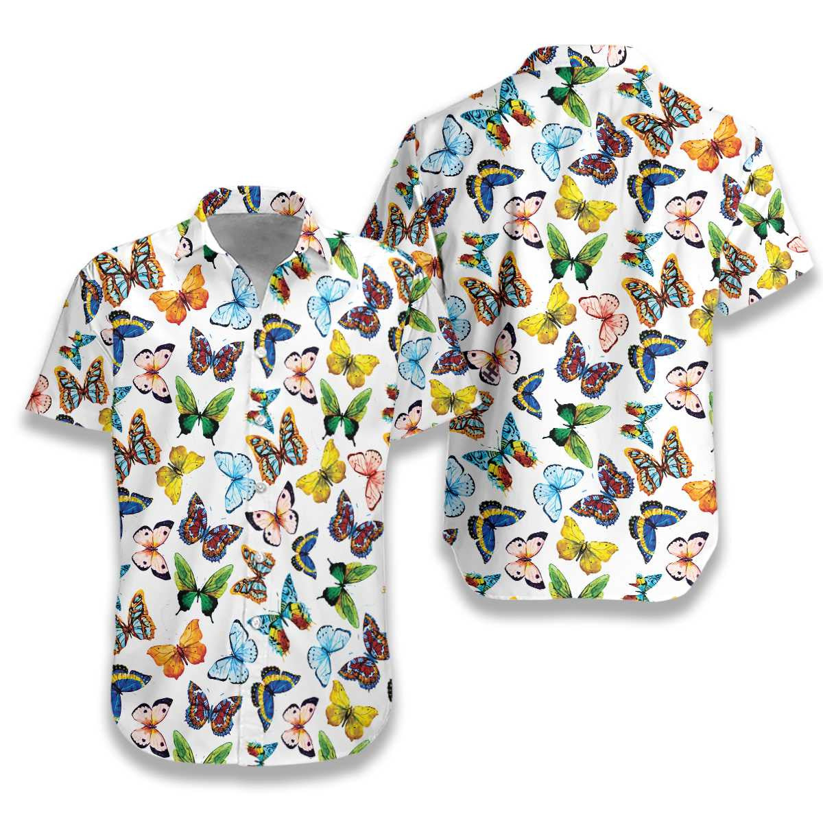 Watercolor Butterflies Awesome Background Design Hawaiian Shirt, Hwaiian For Gift
