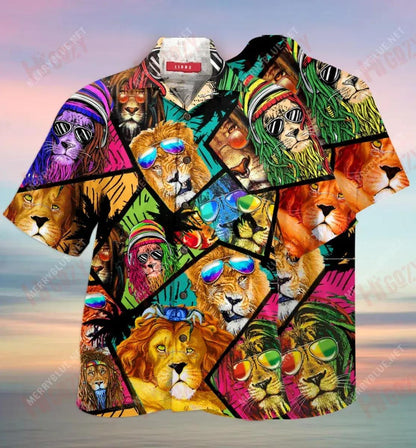Lion iontach Unisex Léine Haváís Aigéan Muinchille Gearr Léinte Crazy Léinte Crazy Léinte Crazy Haváí, Bronntanas Nollag