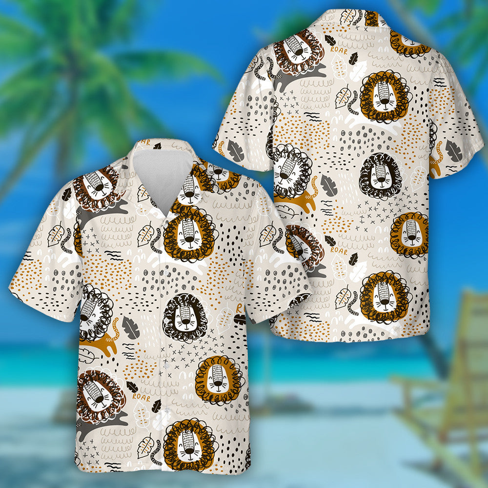 Funny Lion Running With On Gay Background Hawaiian Shirt, Hawaiian Shirt Gift, Christmas Gift