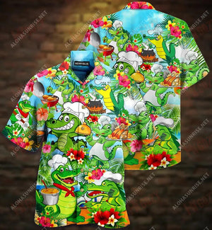 Alligator Chef Unisex Short Sleeve Shirt Summer Hawaiian T Shirts Hawaiian Crazy Shirts Hawaiian Shirts For Women, Hawaiian Shirt Gift, Christmas Gift