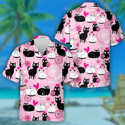 Beautiful Ornament With Cats For Valentine's Day Hawaiian Shirt, Hawaiian Shirt Gift, Christmas Gift