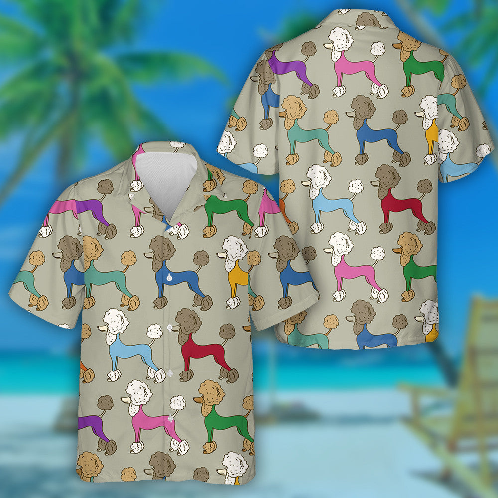 Funny Cartoon Colorful Poodle Dogs Hippie Hawaiian Shirt, Hawaiian Shirt Gift, Christmas Gift