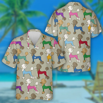 Funny Cartoon Colorful Poodle Dogs Hippie Hawaiian Shirt, Hawaiian Shirt Gift, Christmas Gift