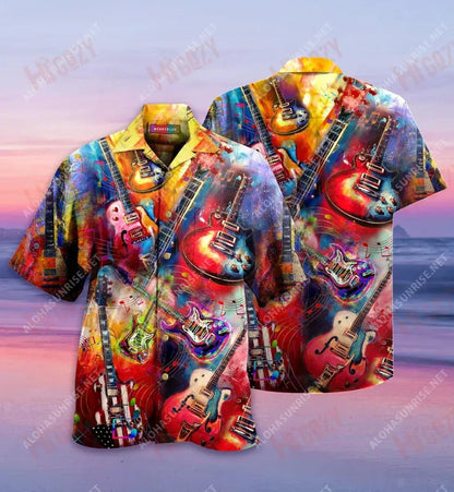 Colorful Guitar Unisex Hawaiian Shirt, Hwaiian For Gift