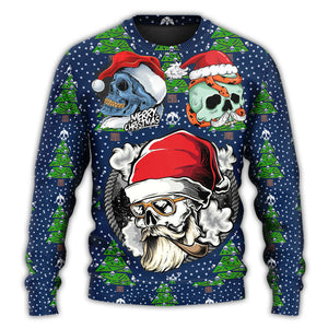 Christmas Skull With Santa Hat Merry Christmas Snow Ugly Christmas Sweater, Christmas Gift, Gift Christmas 2024