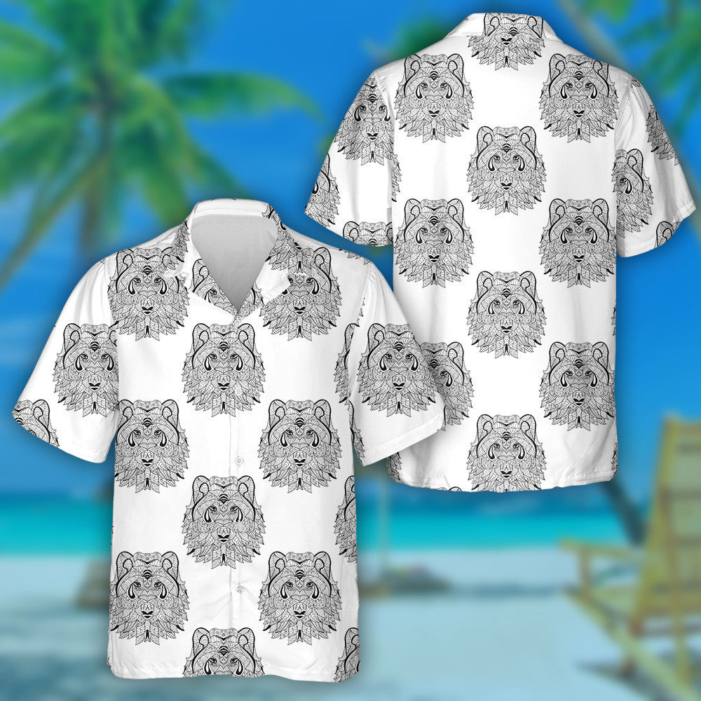 Hand Drawn Decorative Wolves Design Elements Hawaiian Shirt, Hawaiian Shirt Gift, Christmas Gift