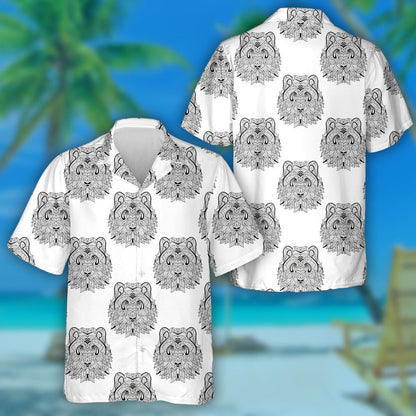 Hand Drawn Decorative Wolves Design Elements Hawaiian Shirt, Hawaiian Shirt Gift, Christmas Gift
