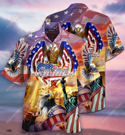 Eagle Dia Patriotic Beannaigh Meiriceá Léine Gearr Haváís Laethanta Saoire Muinchille Gearr Léinte Haváís Saincheaptha Léinte Haváís do Mhná, Bronntanas Léine Haváís, Bronntanas Nollag