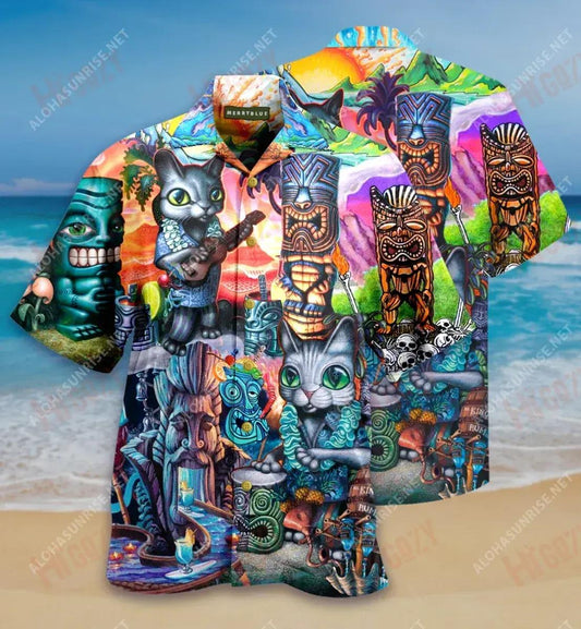 Tá sé Am Tiki Unisex Léine Haváís Laethanta Saoire Muinchille Gearr Oirbheartaíochta Léinte Haváís Léinte haváíais d'Fhir, Bronntanas Léine Haváís, Bronntanas Nollag