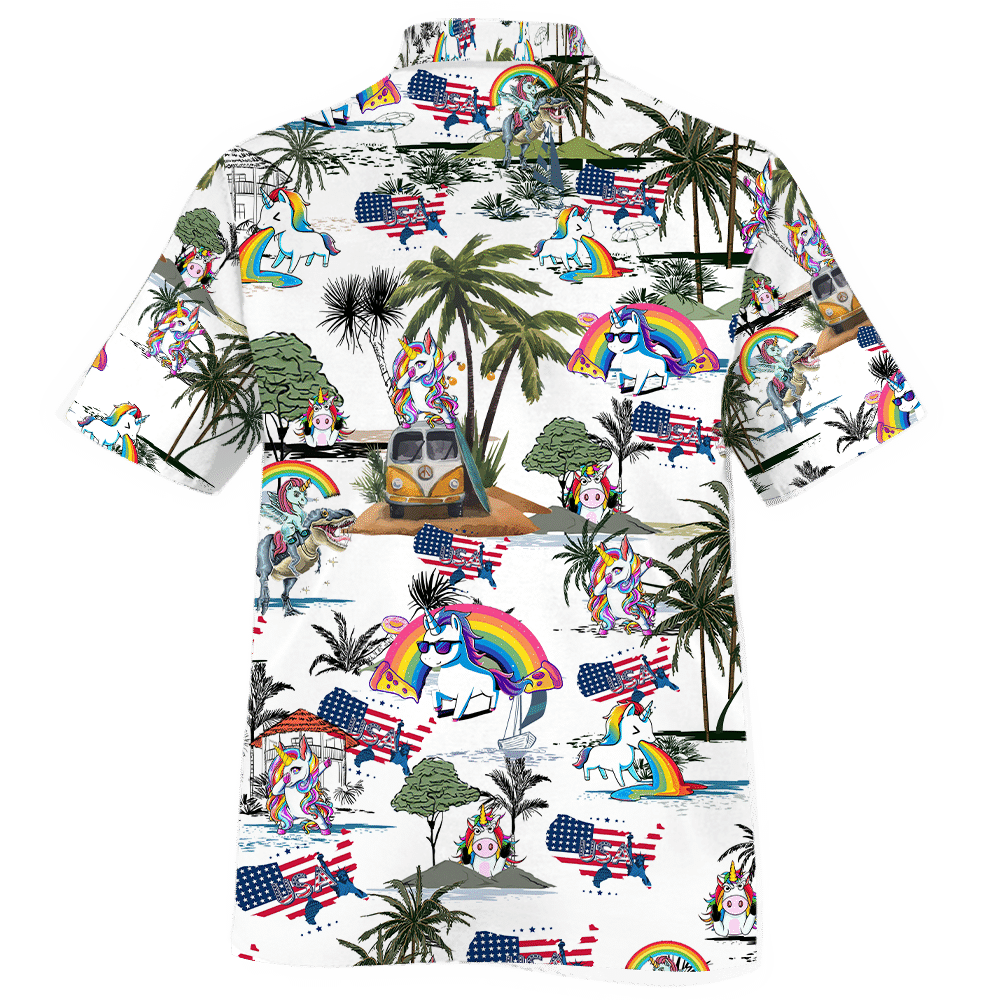 Palm Tree Unicorn And Rainbow Design Hawaiian Shirt,Hawaiian Shirt Gift, Christmas Gift