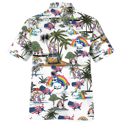 Palm Tree Unicorn And Rainbow Design Hawaiian Shirt,Hawaiian Shirt Gift, Christmas Gift
