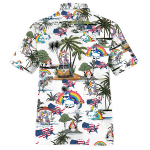 Palm Tree Unicorn And Rainbow Design Hawaiian Shirt,Hawaiian Shirt Gift, Christmas Gift