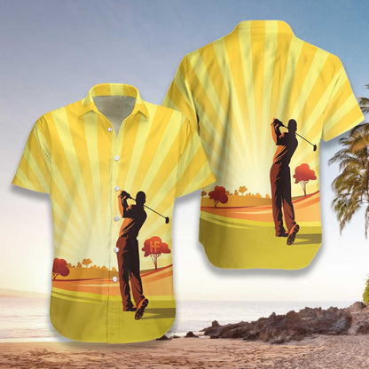 Playing Golf At Dawn Beautiful Design Hawaiian Shirt,Hawaiian Shirt Gift, Christmas Gift