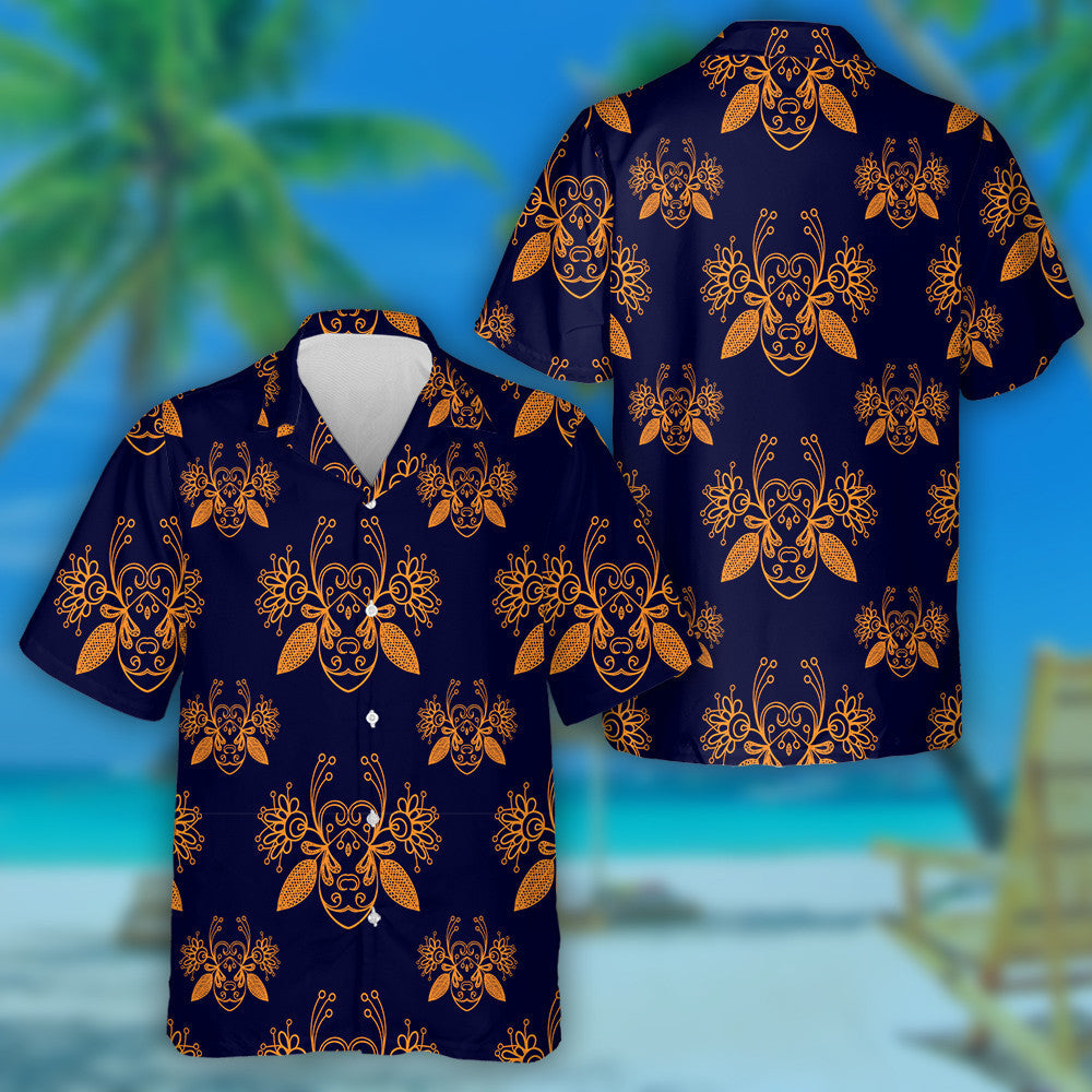 Natural Summer Abstract Orange Bee Elements Hawaiian Shirt,Hawaiian Shirt Gift, Christmas Gift
