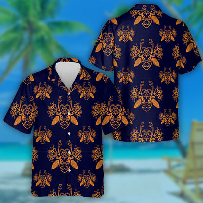 Natural Summer Abstract Orange Bee Elements Hawaiian Shirt,Hawaiian Shirt Gift, Christmas Gift