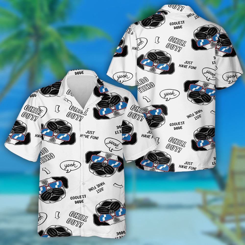Cool Dog Illustration In Cartoon Background Hawaiian Shirt,Hawaiian Shirt Gift, Christmas Gift