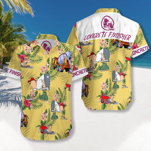 Concrete Finisher On Yellow Background Design Hawaiian Shirt,Hawaiian Shirt Gift, Christmas Gift