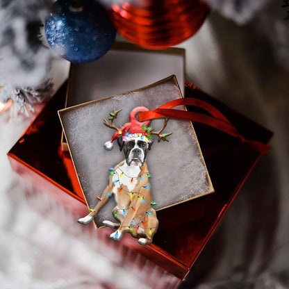 Boxer Christmas Light Shape Ornament, Christmas Ornament Gift, Christmas Gift, Christmas Decoration