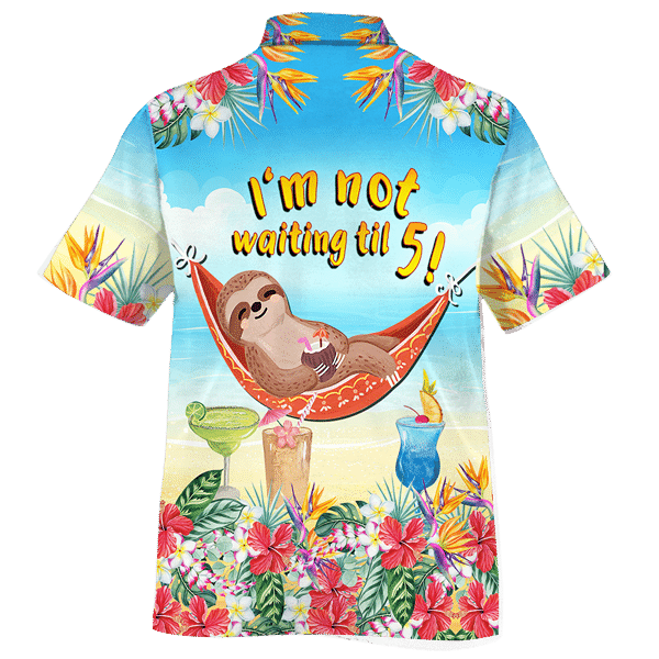 Sloth ina luí ar phatrún hammock Léine haváí, bronntanas Léine haváíais, bronntanas Nollag