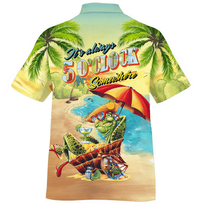 Turtle Chilling On The Beach Design Hawaiian Shirt, Hawaiian For Gift