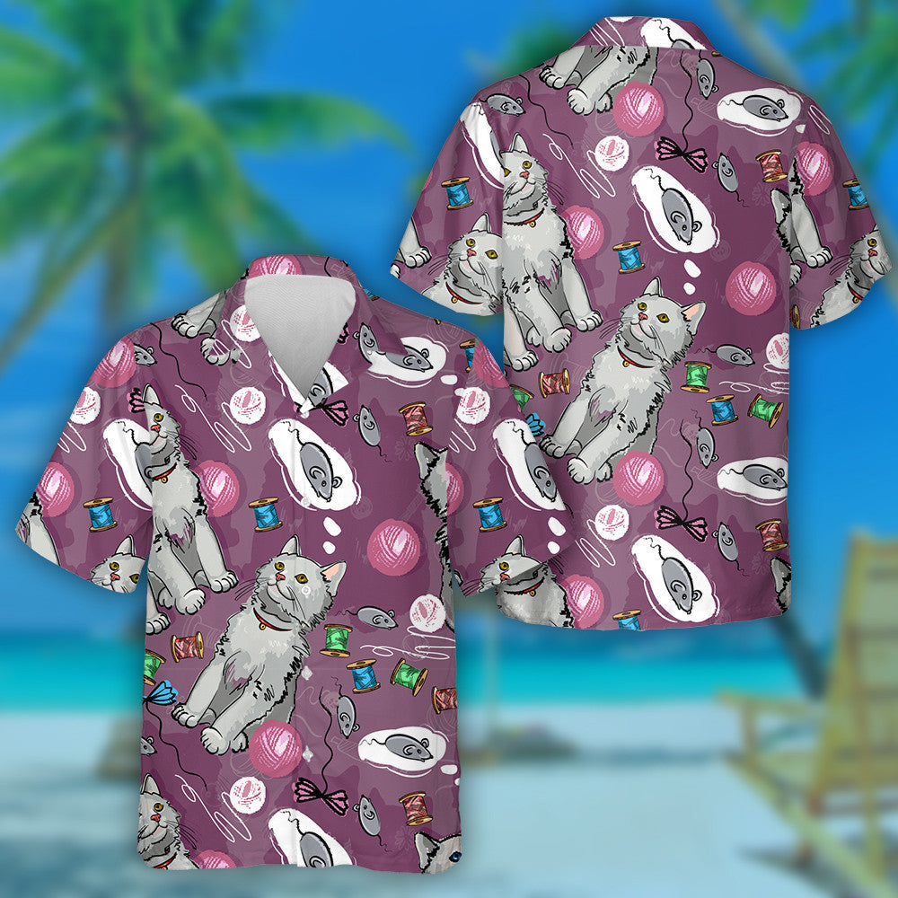 Beautiful And Funny Cat Dreams Of Mouse Hawaiian Shirt, Hawaiian Shirt Gift, Christmas Gift