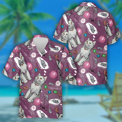 Beautiful And Funny Cat Dreams Of Mouse Hawaiian Shirt, Hawaiian Shirt Gift, Christmas Gift