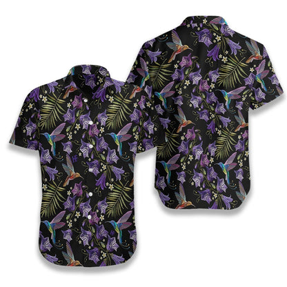 Flying Hummingbird At Dark Night Design Hawaiian Shirt,Hawaiian Shirt Gift, Christmas Gift