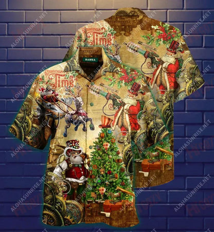 Léinte Gearr Muinchille Nollag Steampunk Caitheamh aimsire Léinte Haváíais is Fearr Léinte Haváís do Mhná, Bronntanas Léine Haváís, Bronntanas Nollag